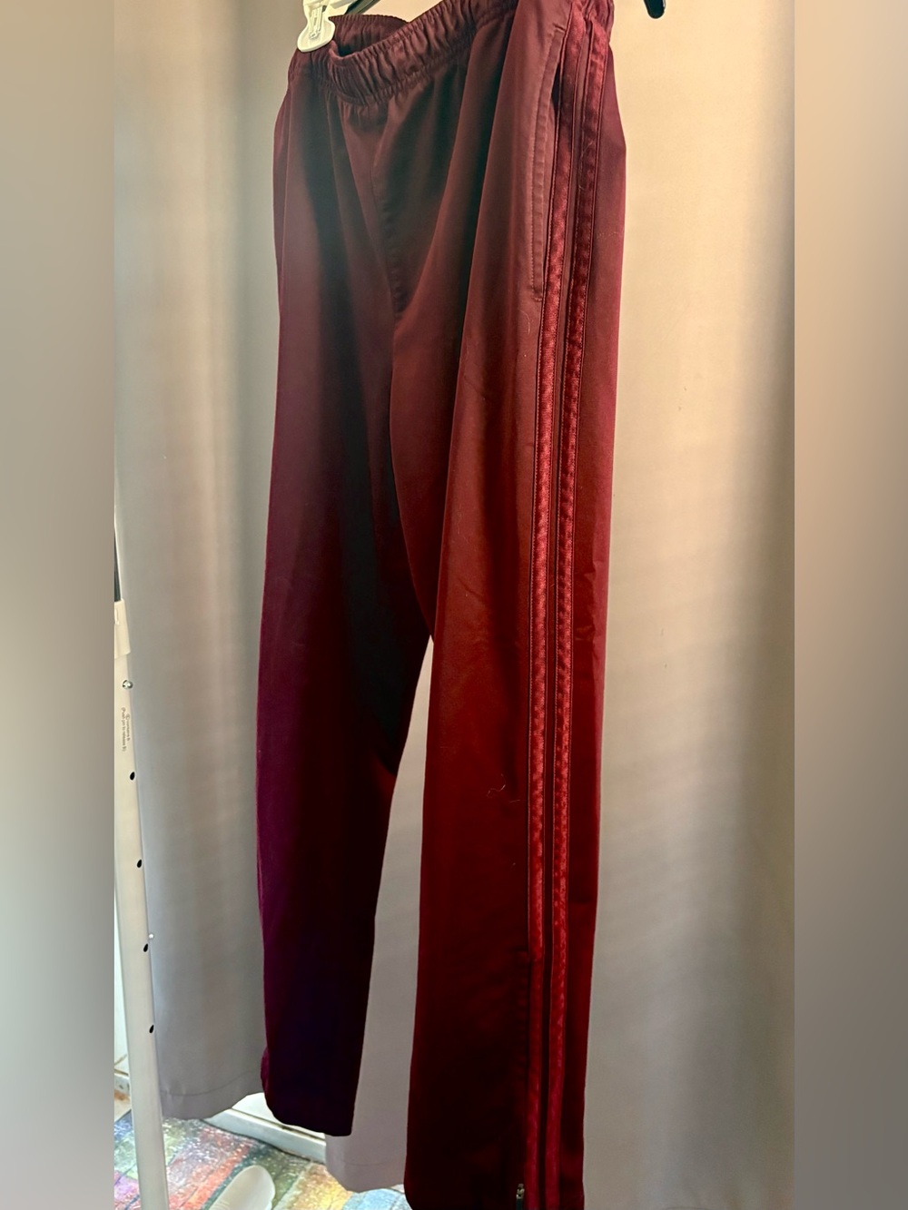 Tek Gear Burgundy Maroon Side Stripe Track Pants Ankle Zip Warm-Up Joggers M